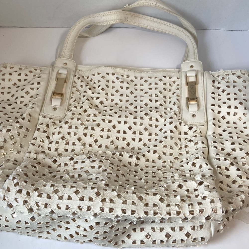 Big Buddha white and gold large bag tote shoulder strap - Picture 1 of 9